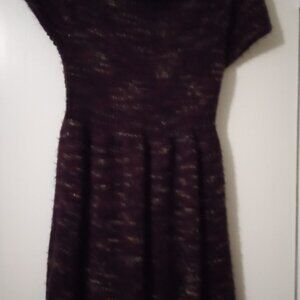 Vintage Frieda Kelly short sleeves burgundy knit dress goth grunge boho work